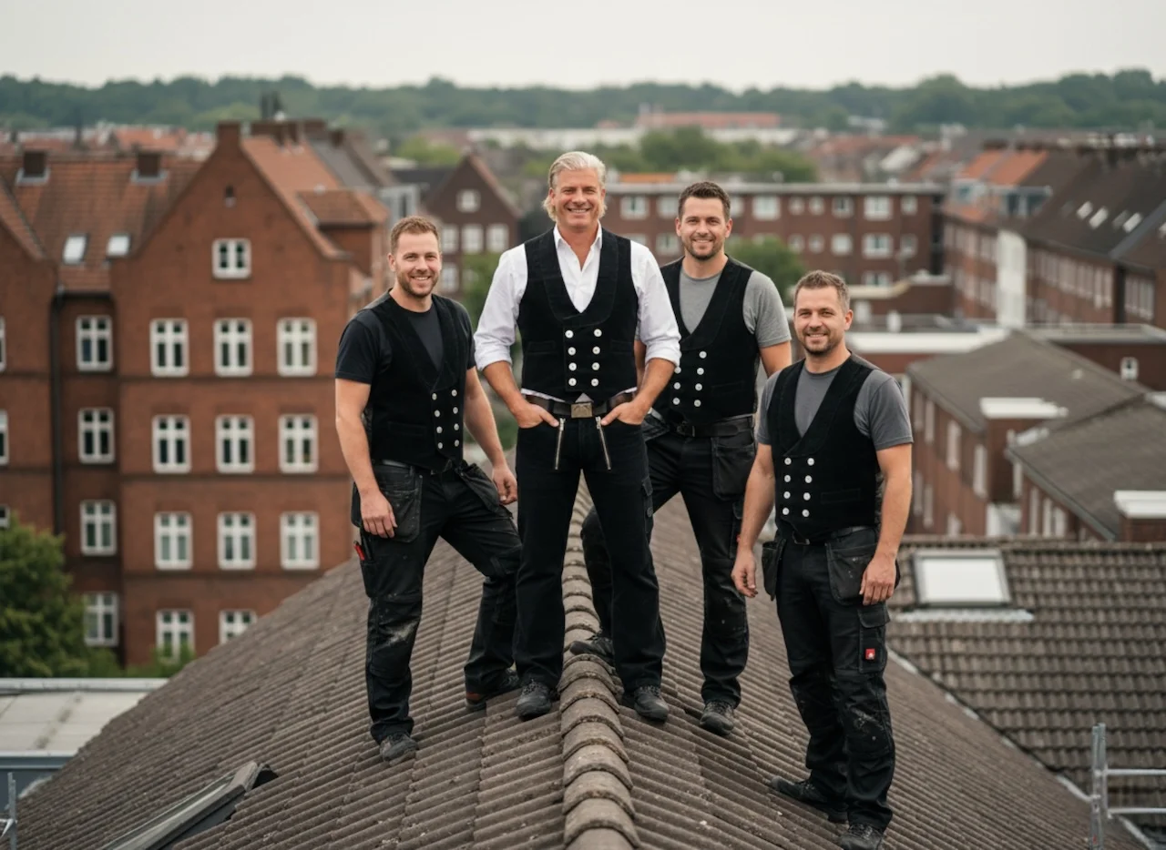 Dachdeckerei L&L Hamburg – Team bei der Arbeit auf einem Wohnhausdach