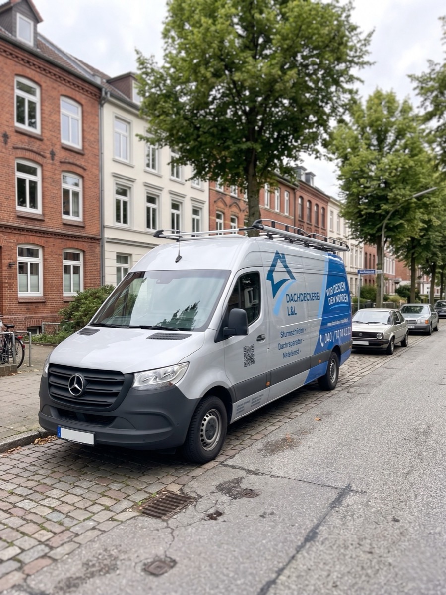 Fahrzeug der Dachdeckerei L&L in Hamburg-Wandsbek